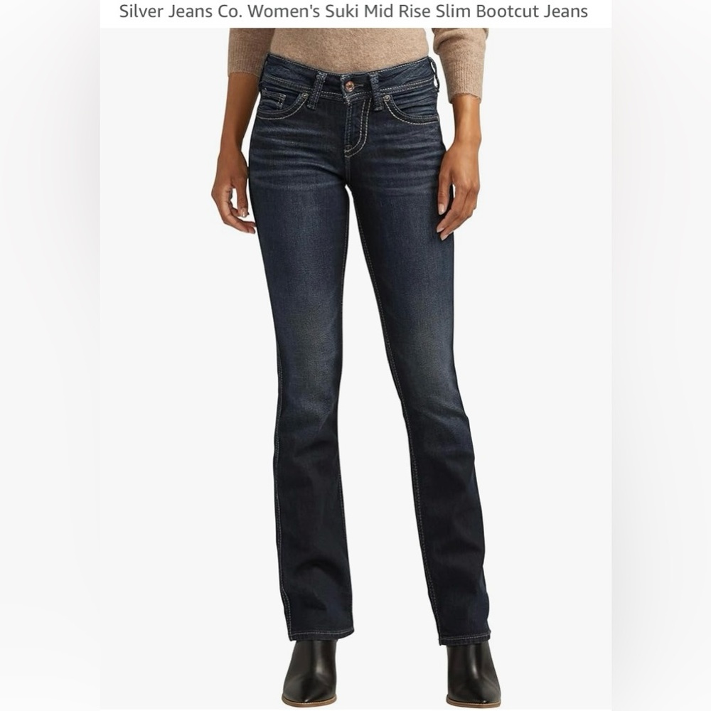 Silver Jeans Co. - Suki CurvyFit MidRise Slim Bootcut Jean W34/L33  (size 14)